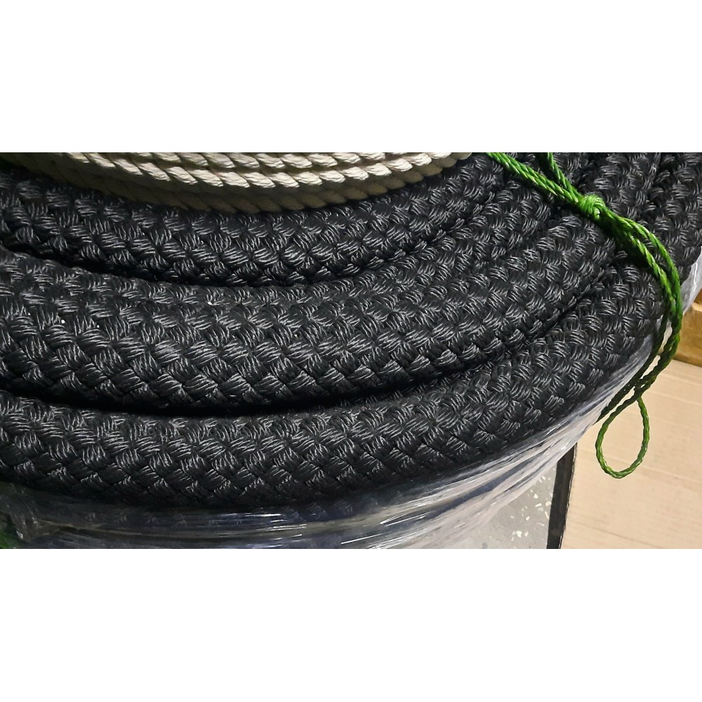 Канат 41мм поліпропіленовий чорний плетений 32-х прядний з осердям ( для кросфіту)